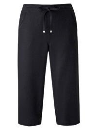 BLACK Linen Blend Easy Care Cropped Trousers - Plus Size 22 to 32