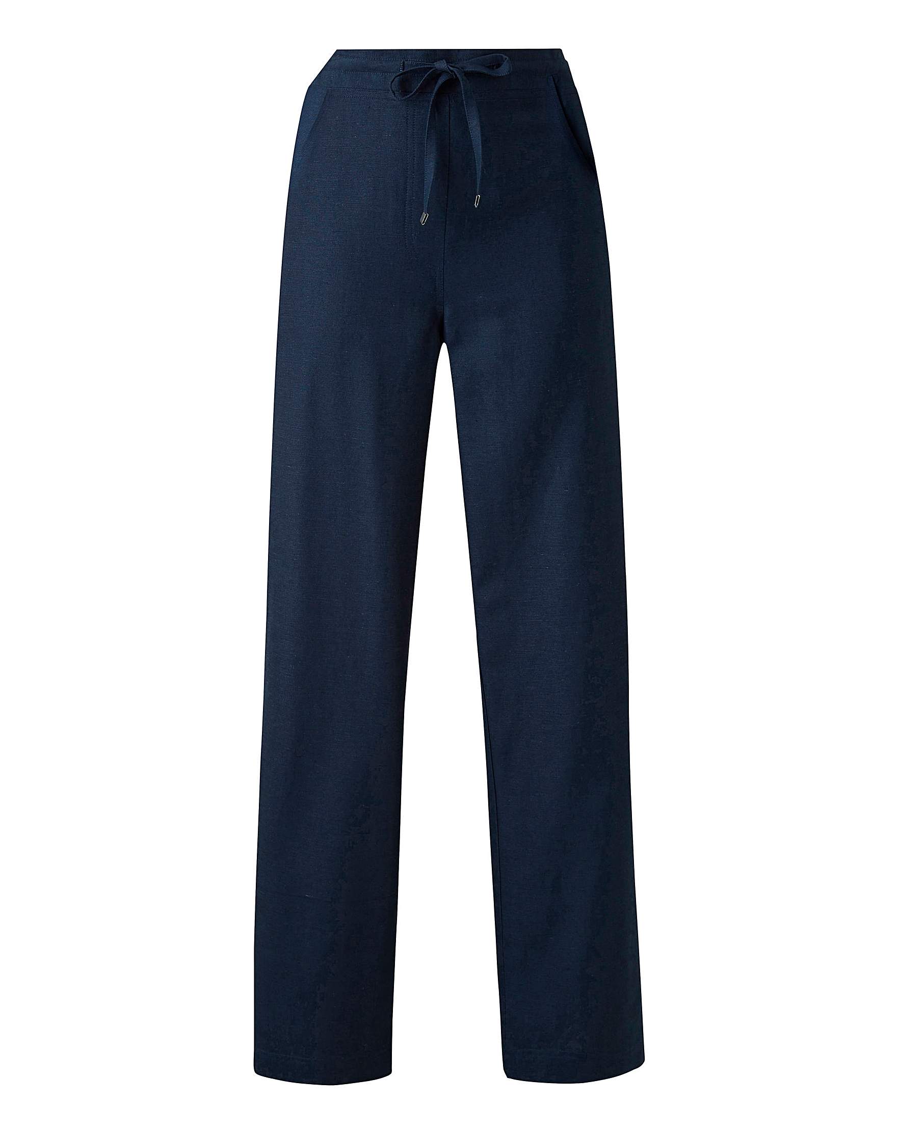 Capsule - - NAVY Linen Blend Easy Care Trousers - Size 10 to 32