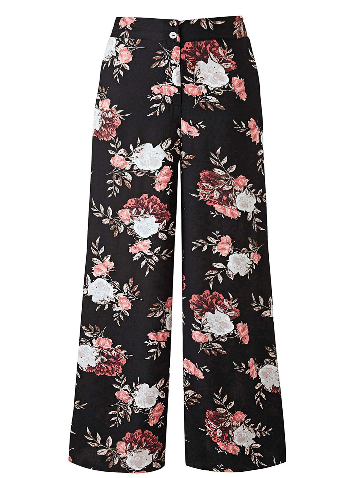 Capsule - - Capsule BLACK Floral Print Super Wide Trousers - Plus Size ...