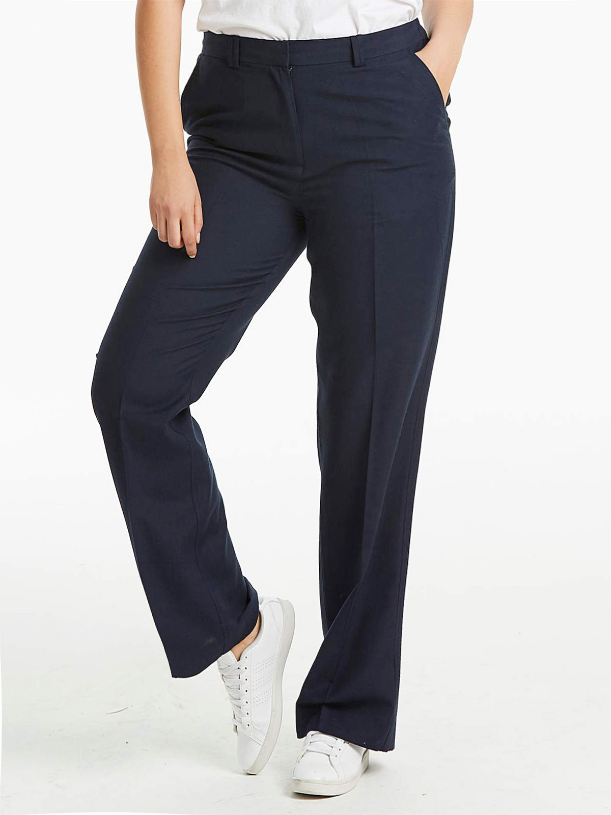 Joanna Hope - - Joanna Hope NAVY Linen Blend Trousers - Size 10 to 32