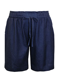 NAVY Easy Care Linen Blend Shorts - Plus Size 18 to 32