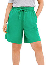 BRIGHT-GREEN Linen Mix Knee Length Shorts - Plus Size 18 to 20