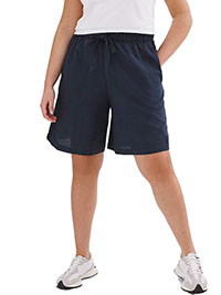 NAVY Linen Mix Knee Length Shorts - Plus Size 14 to 20