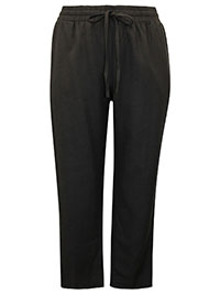 BLACK Linen Blend Tapered Trousers - Size 10 to 30
