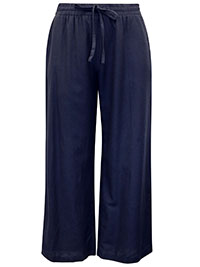 NAVY Linen Mix Wide Leg Trousers - Size 10 to 32