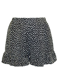 BLACK Spot Print Flippy Shorts - Plus Size 14 to 28