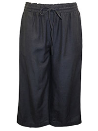 BLACK Easy Care Linen Blend Wide Leg Culottes - Size 10 to 32