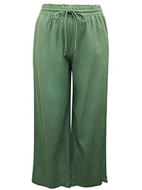 GREEN Easy Care Linen Mix Wide Leg Trousers - Plus Size 12 to 32