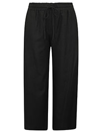 BLACK Linen Blend Trousers - Plus Size 14 to 32