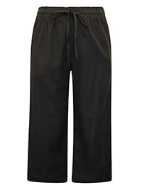BLACK Linen Blend Cropped Trousers - Size 10 to 32