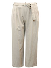 STONE Linen Blend Belted Trousers - Size 10 to 26