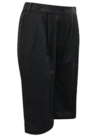BLACK Linen Blend Cropped Trousers - Plus Size 18 to 22