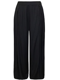 BLACK Split Front Wide Leg Trousers - Plus Size 22 to 26