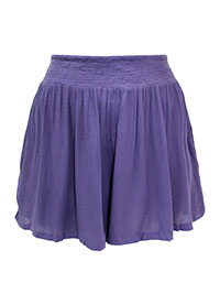 PURPLE Crinkle Shirred Waist Shorts - Plus Size 16 to 28