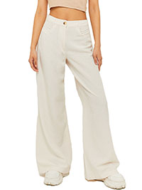 STONE Linen Blend Mid Waist Wide Leg Trousers - Size 8 to 14