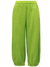 GudrunS. LIME Linen Blend Pull On Cropped Textured Trousers - Plus Size 12/14 to 20 (M to XL)