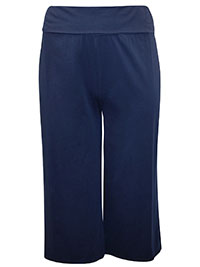 SS NAVY Lazy Bones Jersey Cropped Trousers - Plus Size 16 to 18