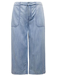 FF LIGHT-DENIM Cropped Wide Leg Denim Jeans - Plus Size 12 to 20