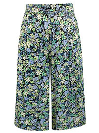 BLACK Floral Print Culottes - Plus Size 16 to 34/36