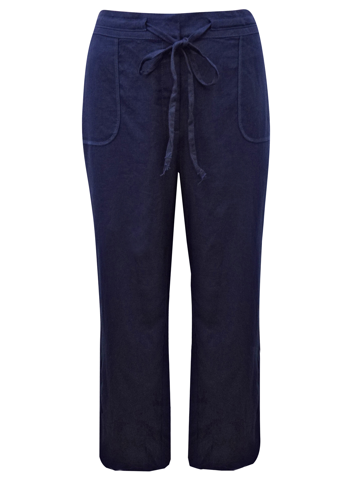 Rogers+Rogers PLUS - - R&R NAVY Linen Blend Drawstring Trousers - Plus ...