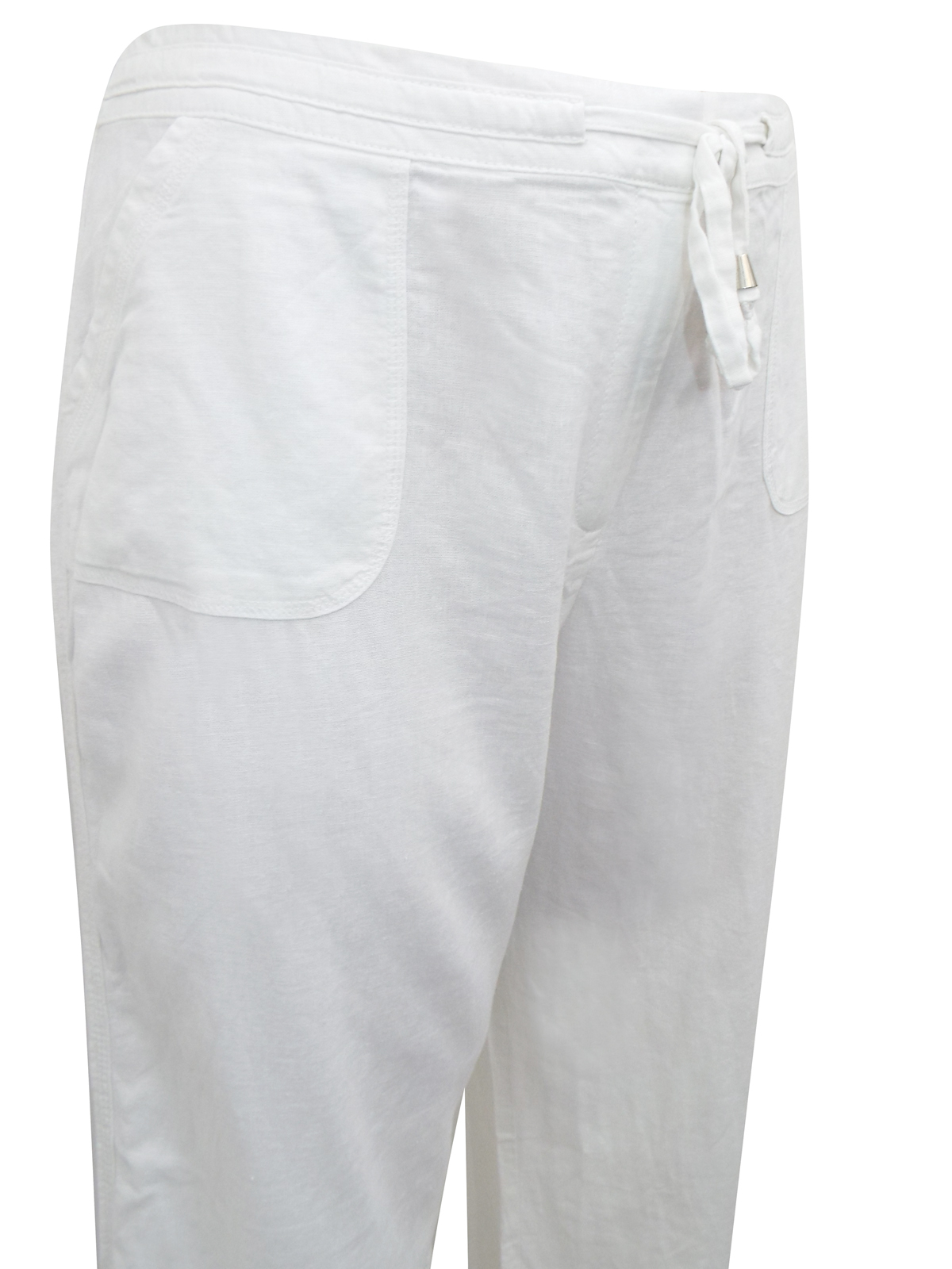 Rogers+Rogers PLUS - - R&R WHITE Linen Blend Drawstring Trousers - Plus ...