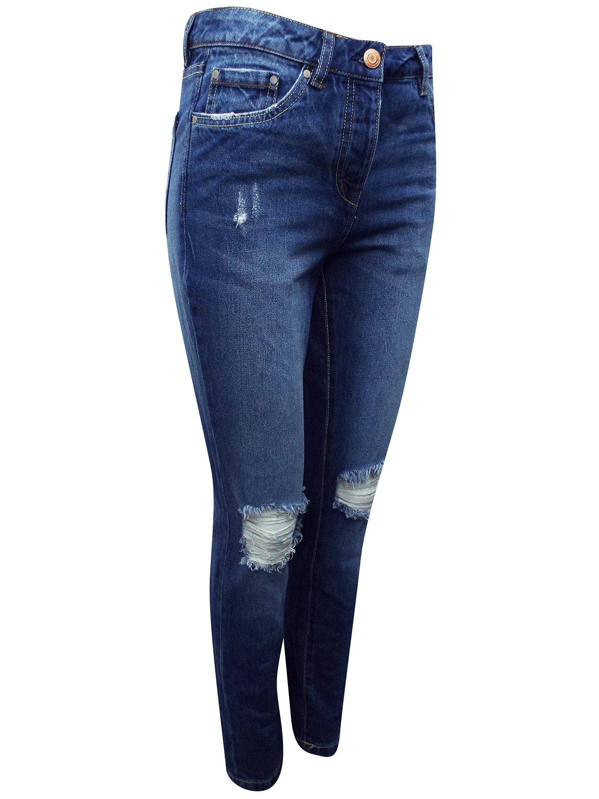 N3xt DENIM BLUE Boyfit Ripped Knees Jeans - Size 6 to 20 (Leg R/29in-L ...
