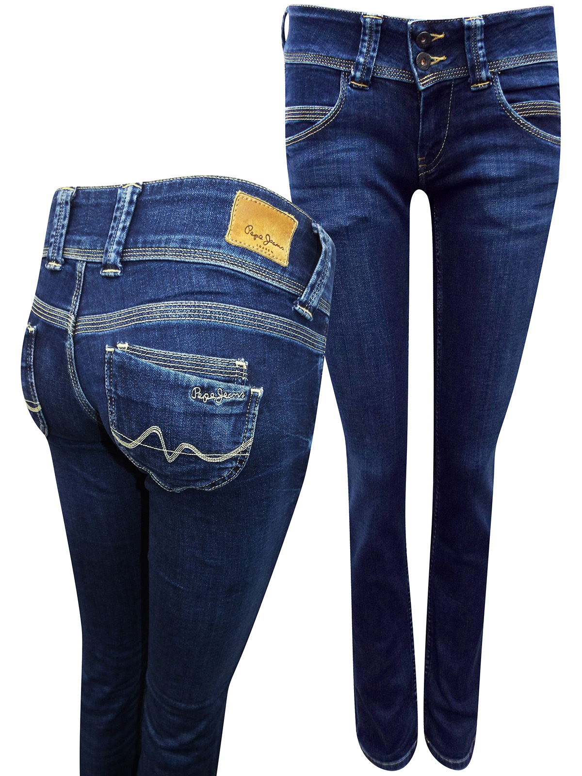 Pepe Jeans - - Pepe Jeans MID-DENIM Venus Low Rise Regular Fit Straight Leg  Denim Jeans - Waist | 