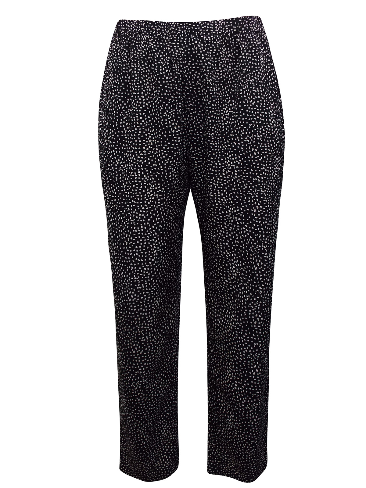 Wholesale Plus Size Clothing From Marisota Marisota Black Printed Tapered Leg Trousers