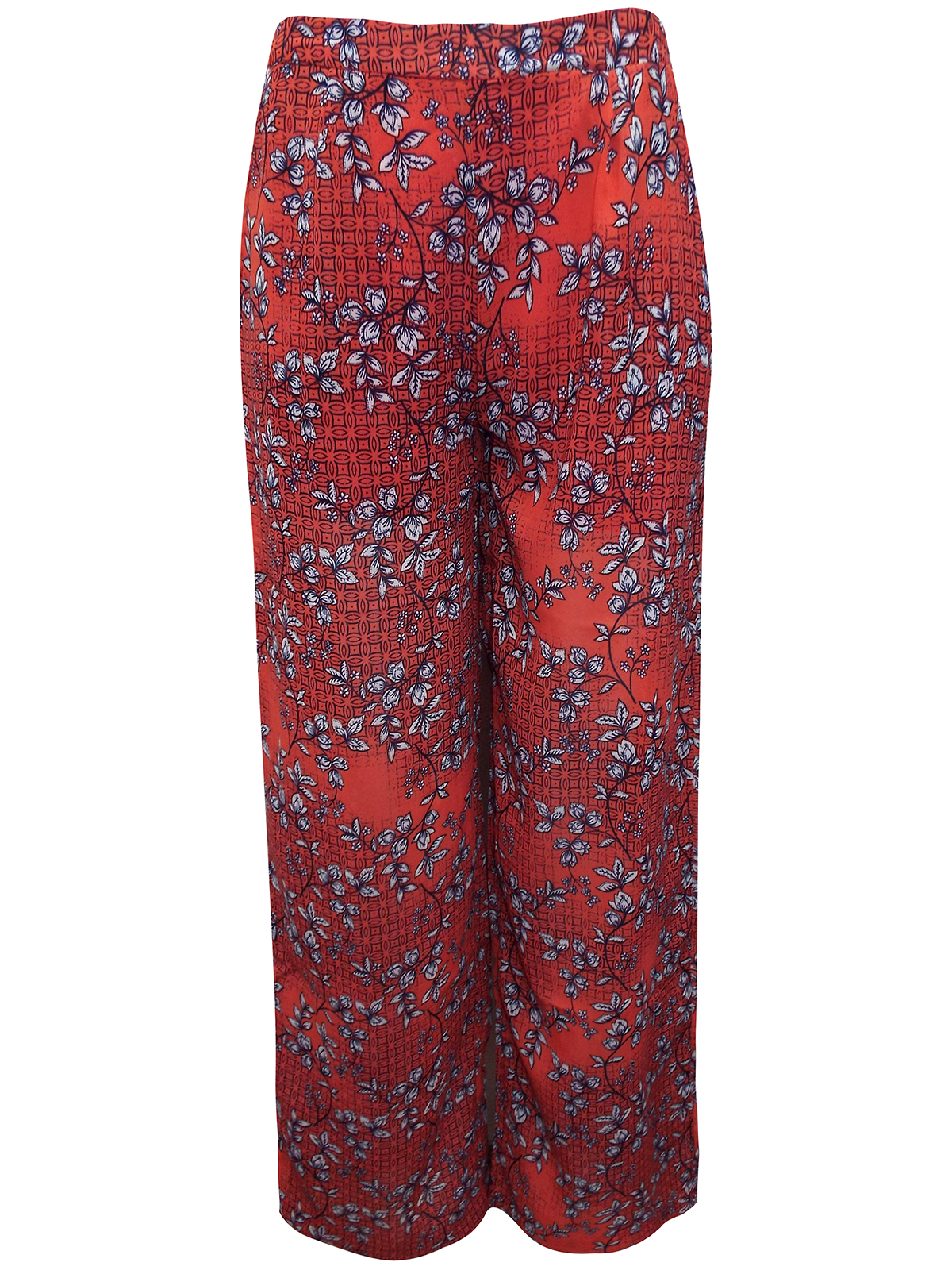 RUST Floral Print Chiffon Trousers - Plus Size 14 to 18