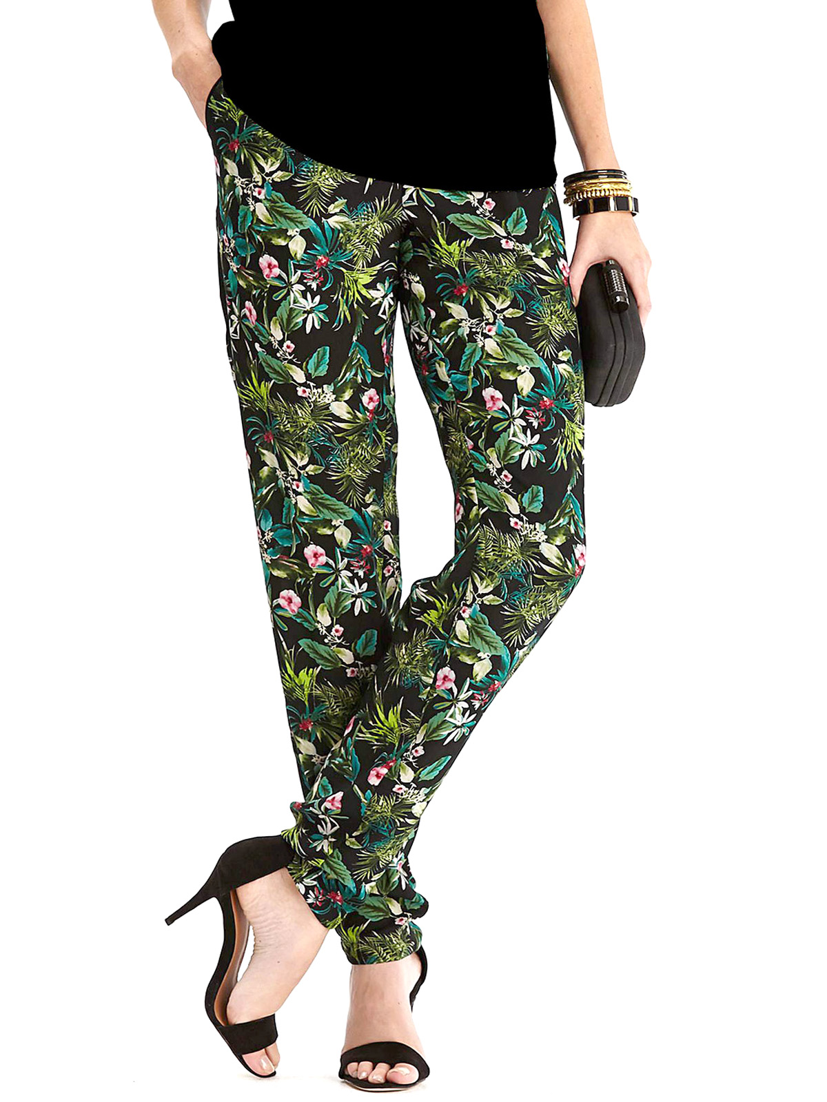 Label Be - - LabelBe GREEN Tropical Floral Print Trousers - Plus Size ...