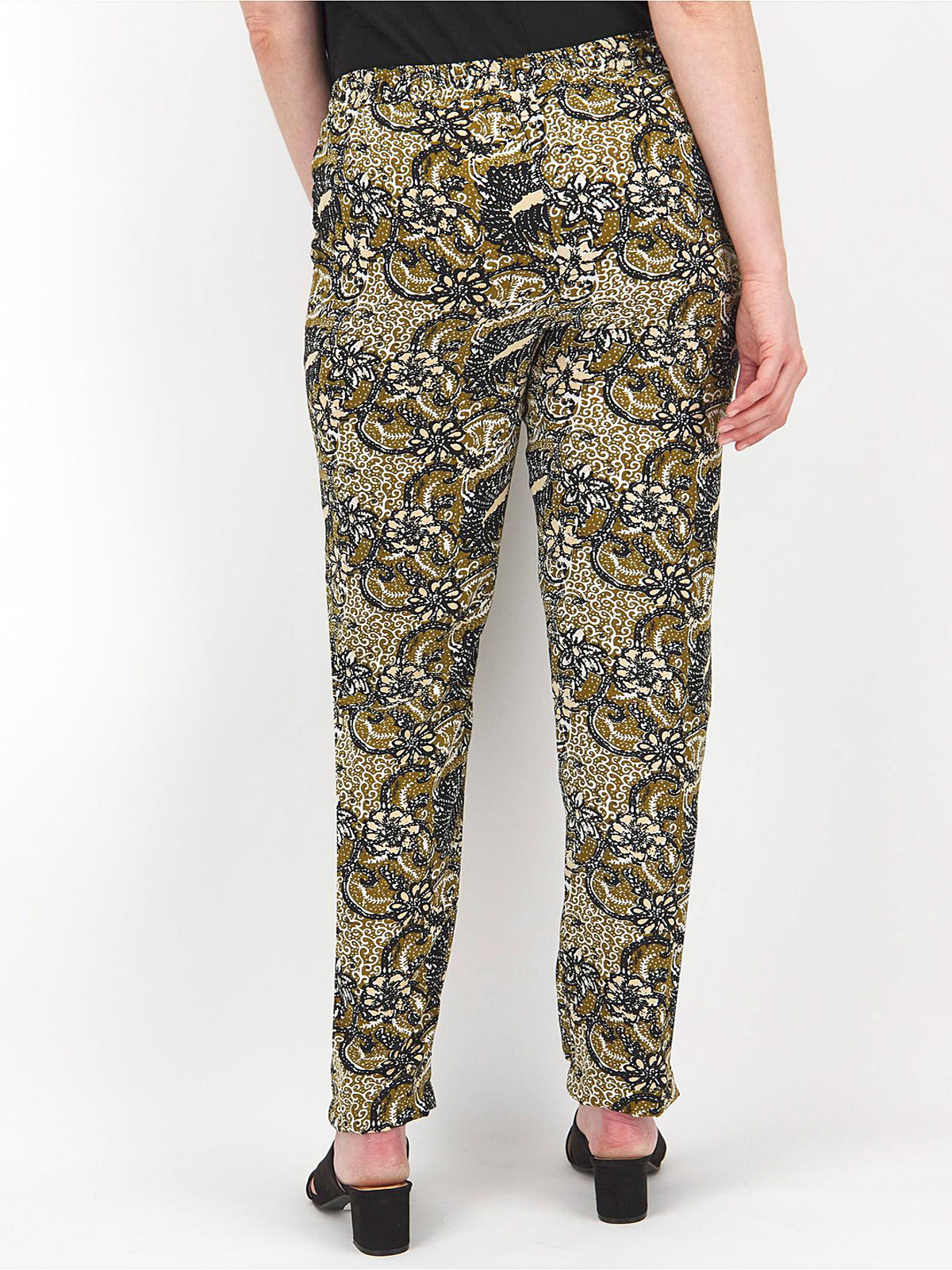 Capsule - - Capsule KHAKI Print Crepe Jogger Tapered Trousers Regular ...