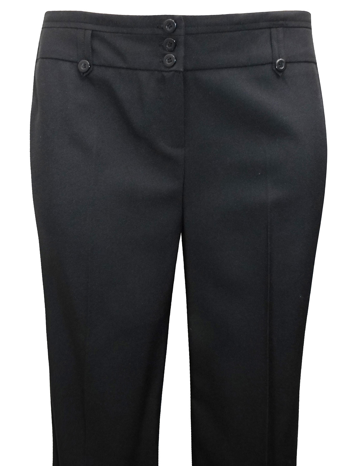 BLACK Straight Leg Triple Button Trousers - Plus Size 14 to 32
