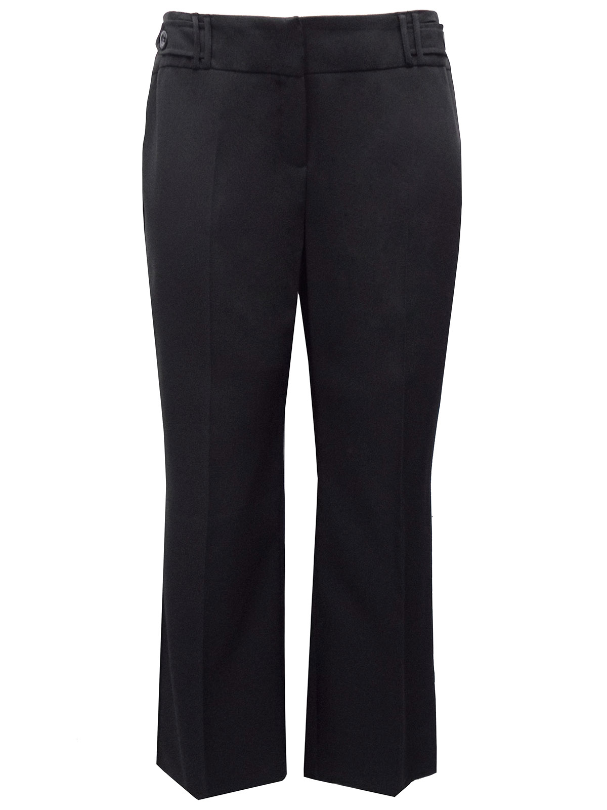 3VANS BLACK Straight Leg Button Detail Trousers - Plus Size 14 to 32