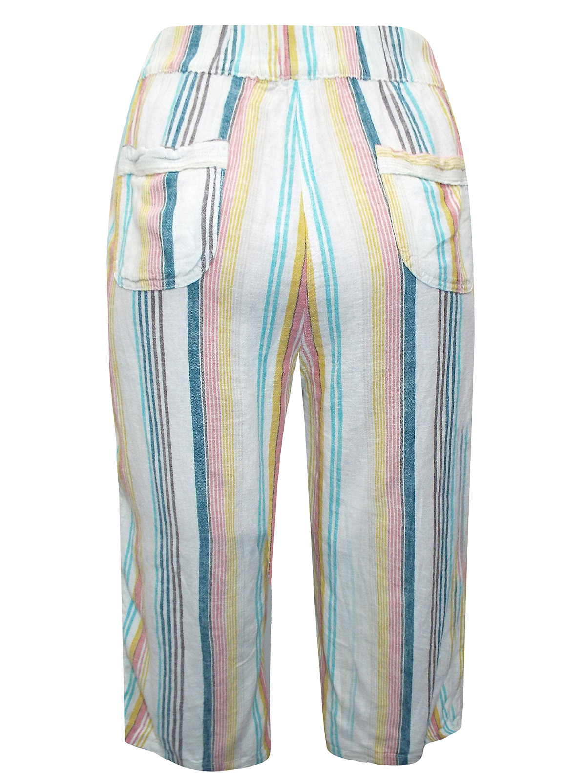 Marks and Spencer - - M&5 MULTI Linen Blend Striped Cropped Trousers