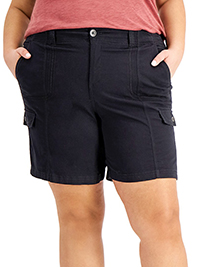 Style&Co DEEP-BLACK Cotton Rich Cargo Shorts - Plus Size 16 to 26 (US 14W to 24W)