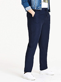 Capsule NAVY Linen Blend Easy Care Tapered Trousers - Plus Size 16 to 32