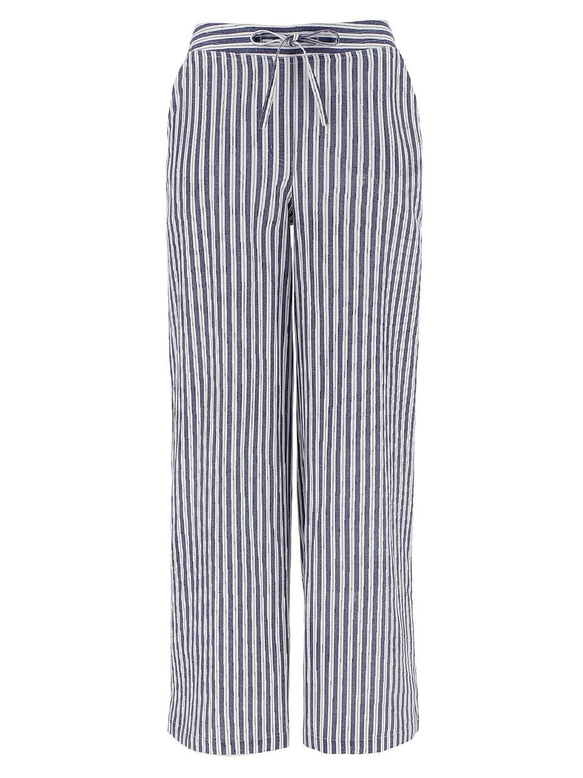Capsule Capsule Blue White Linen Blend Striped Easy Care Trousers Plus Size 14 To 32