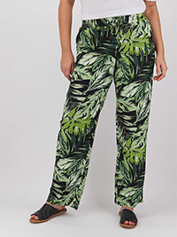 Capsule GREEN Linen Blend Floral Print Trousers - Plus Size 12 to 30