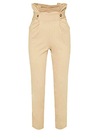 PLT STONE Button Detail Tapered Trousers - Size 4 to 16