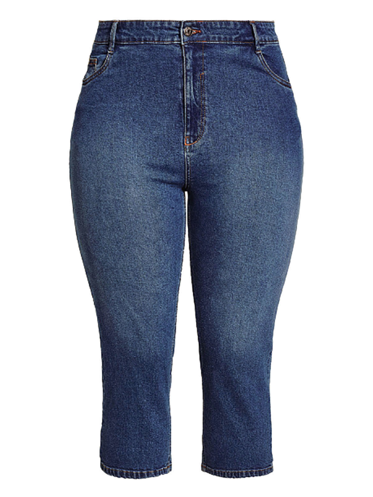 3vans Blue Denim Cropped High Rise Stretch Denim Jeans Plus Size 14 To 32