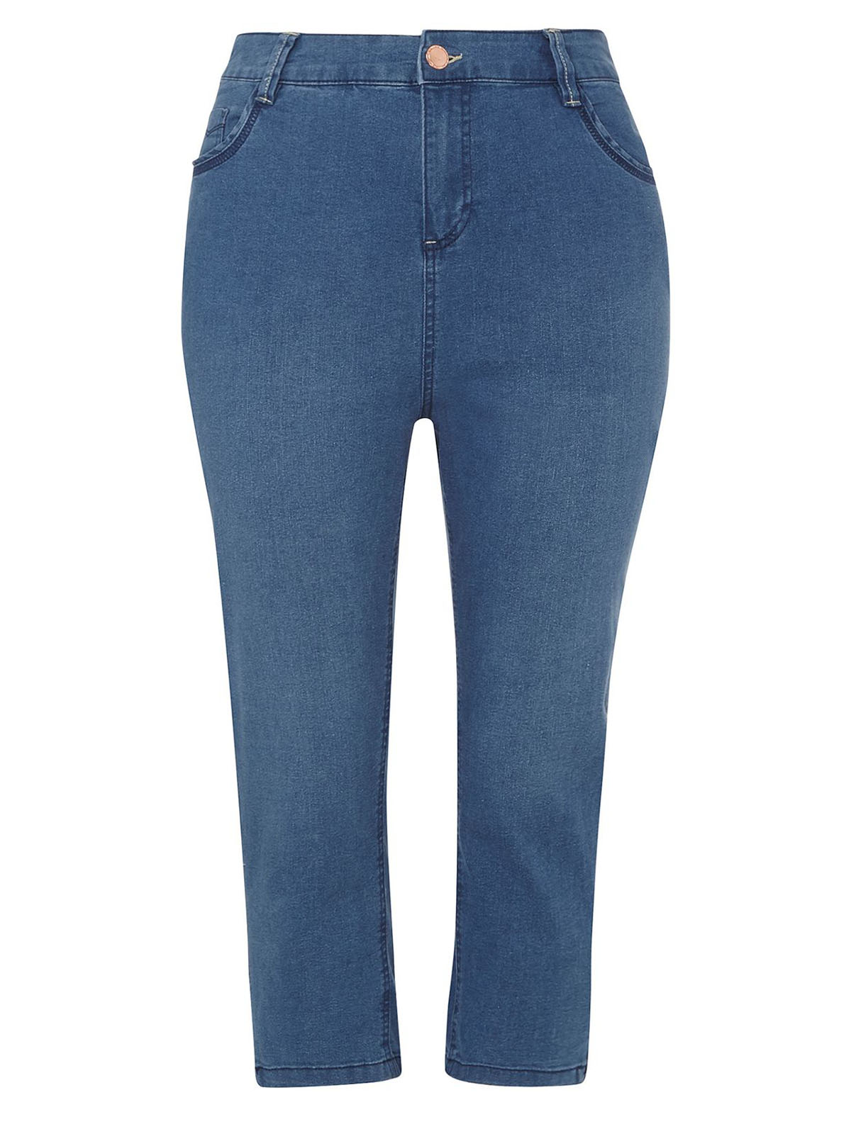 3VANS BLUE-DENIM Cropped Denim Jeans - Plus Size 14 to 32