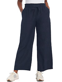 Capsule NAVY Wide Easy Care Linen Mix Trousers - Size 10 to 32