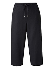 BLACK Petite Linen Blend Crop Trousers - Plus Size 20 to 22