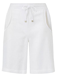 WHITE Linen Blend Easy Care Shorts - Plus Size 16 to 30