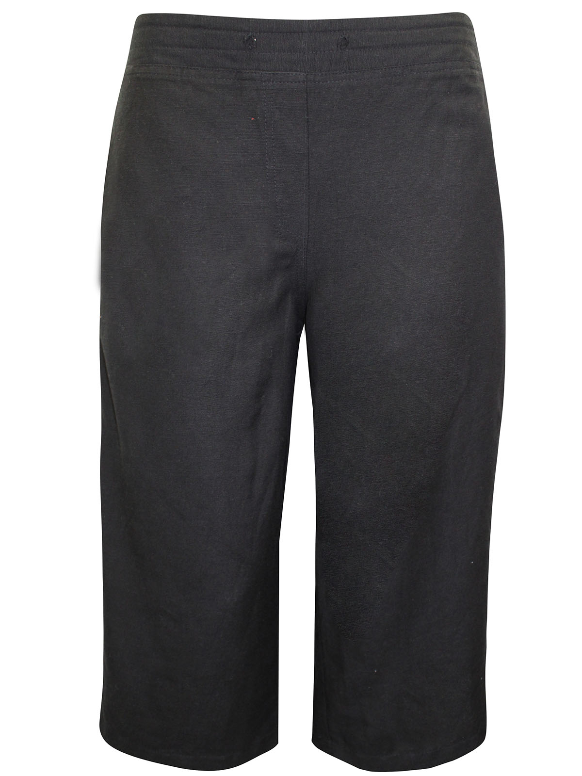 Capsule - - Capsule BLACK Linen Blend Easy Care Cropped Trousers - Plus ...