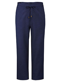 Anthology NAVY Linen Blend Pull On Trousers - Plus Size 22 to 28