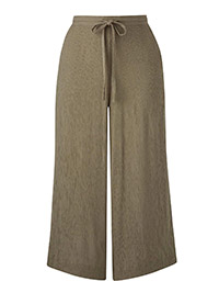 Julipa KHAKI Pull On Crinkle Cropped Trousers - Plus Size 12 to 22