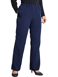 L.E. NAVY Right Seam Pocket Viscount Trousers - Plus Size 16 to 18
