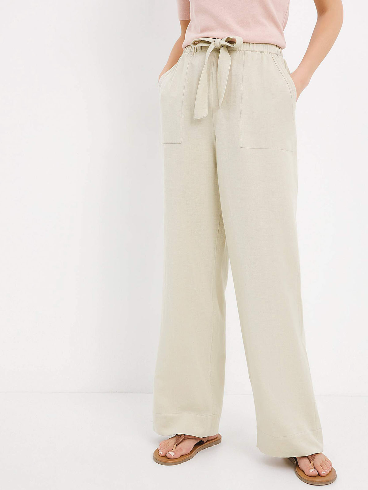 Julipa - - Julipa STONE Linen Blend Trousers - Plus Size 12 to 30