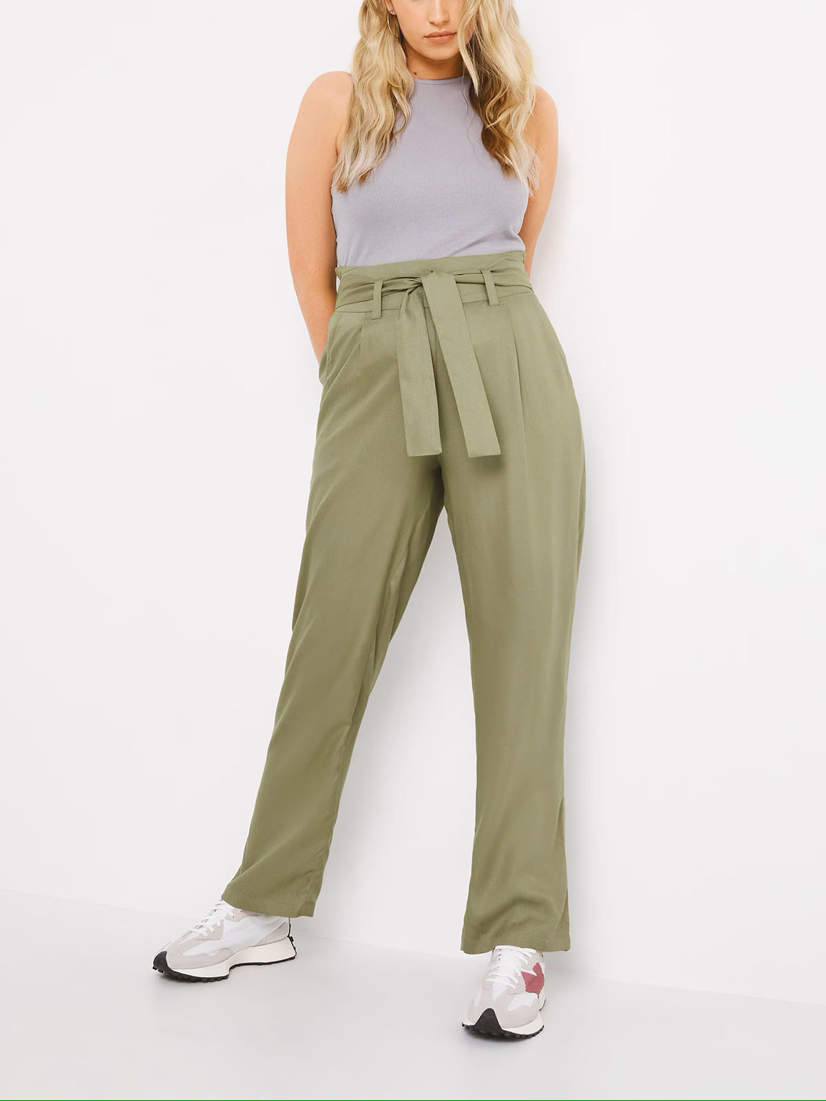 Plus Size wholesale clothing by simply be - - KHAKI Tie Waist Trousers - Plus  Size 14 to 20